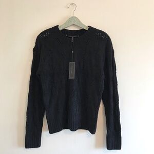NWT BCBG MaxAzria Pointelle Knit Sweater Black